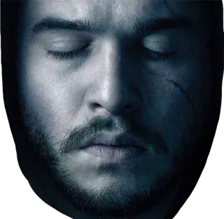 😴 Jon Snow Game of Thrones Jon Snow, Game of Thrones, potret, mata tertutup, jenggot, bekas luka whatsapp sticker