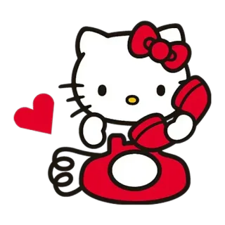 📲 Hello Kitty hello kitty, мультфильм, милый, кошка, каваий, телефон, сердце telegram sticker