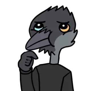 🤔 corvo, uccello, triste, cartone animato, adesivo telegram sticker