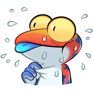 😬 Cartoon, Frosch, Schweiß, Nervös, Ängstlich, Niedlich, Sticker telegram sticker