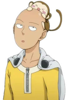 🙄 Saitama One-Punch Man сайтама, ванпанчмен, аниме, обезьяна, лысый, смешной whatsapp sticker