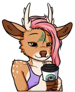 ☕ cervo, antro, furry, celtico, nodo della Trinità, caffè, Starbucks, animale, disegno whatsapp sticker