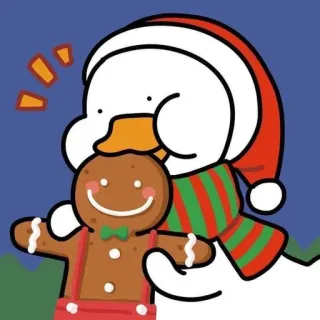 🌟 duck, gingerbread man, christmas, holiday, cartoon, cute, festive telegram sticker