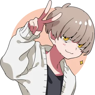 😏 Anime, Hoạt hình, Nhân vật, Con trai, Dấu hòa bình, Dễ thương telegram sticker