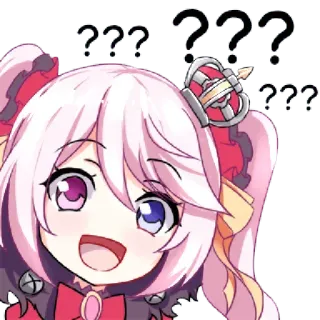 🥀 ??? ??? ??? znaki zapytania, postać anime, różowe włosy, zdezorientowany, słodki telegram sticker