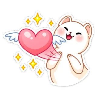 ❤️ каваий, милый, медведь, сердце, любовь, ангел, наклейка, мультфильм telegram sticker