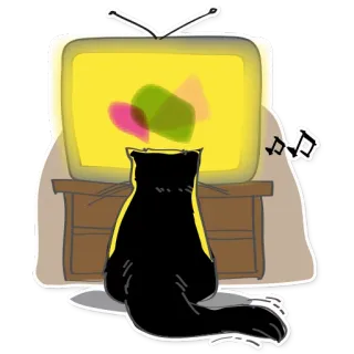 📺 cat, television, tv, animal, cartoon, music telegram sticker