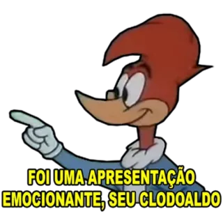 👏 Woody Woodpecker FOI UMA APRESENTAÇÃO EMOCIONANTE, SEU CLODOALDO! woody woodpecker, cartoon, sticker, funny, humor, emotion, presentation, clodoaldo telegram sticker