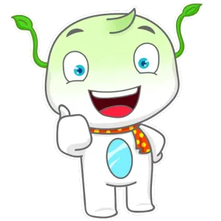 👍 Kartun, Karakter, Tanaman, Ramah, Jempol ke atas, Maskot telegram sticker