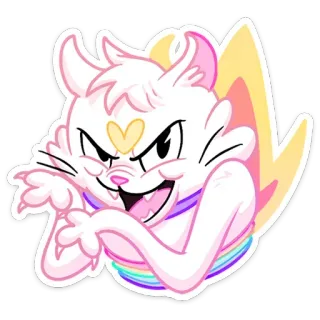 😡 кот, мультфильм, животное, наклейка, милый, радуга, иллюстрация telegram sticker