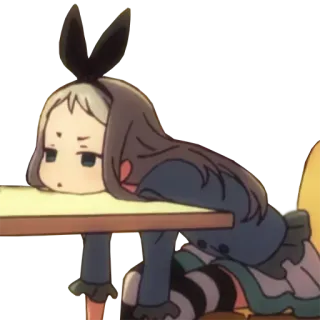 😠 anime, gadis, mengantuk, bosan, telinga kelinci, imut, lelah, meja telegram sticker
