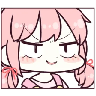 🗯 gadis anime, angkuh, rambut pink, kartun, ekspresi telegram sticker