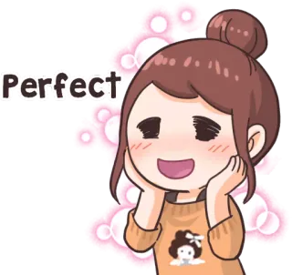 👌 Perfect perfeito, fofo, menina, feliz, positivo telegram sticker