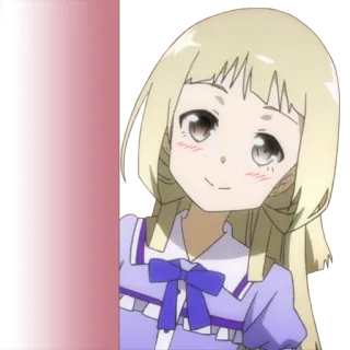 👀 Anime, Ragazza, Cartone animato, Personaggio, Capelli biondi, Sorriso, Carino, Giovane telegram sticker