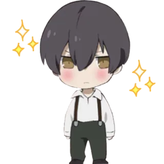 ✨ Anime, Chibi, Fofo, Menino, Brilhos, Desenho animado telegram sticker