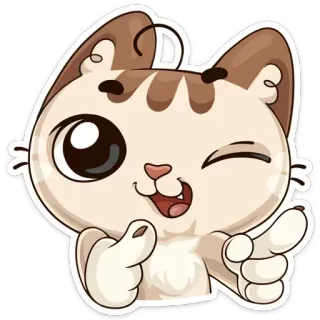 😉 고양이, 새끼 고양이, 만화, 스티커, 동물, 귀여운, 윙크, 가리키는 telegram sticker