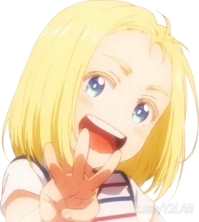 😄 аниме девушка, блондинка, милая, мультфильм, улыбка telegram sticker
