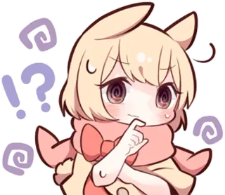⁉ 귀여운, 치비, 카와이, 애니메이션, 캐릭터, 질문, 생각, 만화 telegram sticker