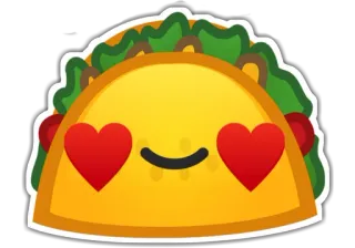 😍 ทาโก้, อาหาร, อิโมจิ, ตาเป็นรูปหัวใจ, ความรัก, อาหารเม็กซิกัน telegram sticker