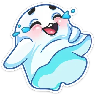 😂 Geist, Cartoon, Niedlich, Lustig, Lachend, Kawaii, Sticker whatsapp sticker