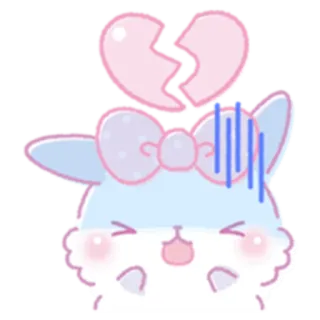 💔 Аниме, Грустно, Разбитое сердце, Кролик, Мило, Стикер telegram sticker