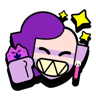 ✨ Shelly Brawl Stars 卡通, 游戏, 雪莉, 荒野乱斗, 紫色, 星星 telegram sticker