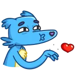 😘 漫画, 青, キャラクター, キス, 愛, ハート, 投げキッス telegram sticker