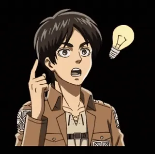 ๐ค Eren Yeager Attack on Titan anime, Eren Yeager, Attack on Titan, lightbulb, idea telegram sticker