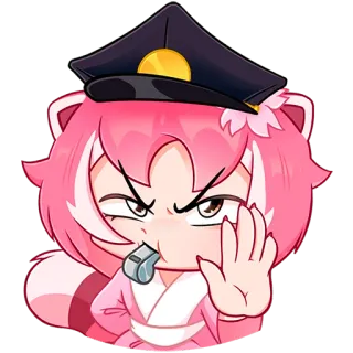 👮‍♀️ anime, cartoon, character, pink, uniform, whistle telegram sticker