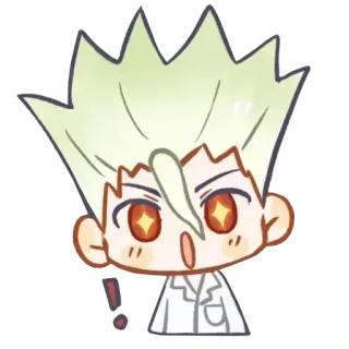 🤩 Senku Ishigami Dr. Stone 애니메이션, Dr. Stone, 센쿠, 과학자, 느낌표 telegram sticker