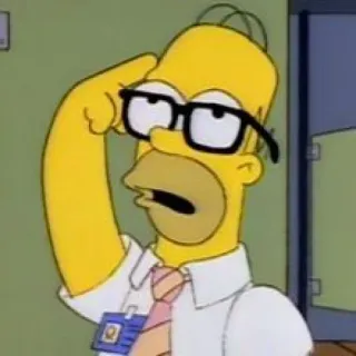 🤓 Homer Simpson The Simpsons Гомер Симпсон, Симпсоны, Мультфильм, Персонаж, Думает, Очки, Умный whatsapp sticker