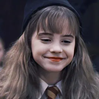 🦋 Hermione Granger Harry Potter mundurek szkolny, krawat, dziewczyna, młoda, uśmiech whatsapp sticker