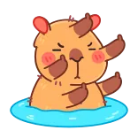 🖕 capybara, middle finger, offensive, rude, animal, cartoon, pool, water telegram sticker