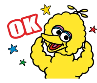 👌 Big Bird Sesame Street OK Sesamstraße, Big Bird, OK, Cartoon, Sticker, Gelb, Vogel whatsapp sticker