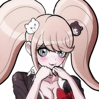 🥴 Junko Enoshima Danganronpa Anime, Manga, Dễ thương, Cô gái, Kẹp tóc, Gấu telegram sticker