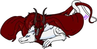 ❤ dragão, fantasia, criatura, arte, vermelho, branco telegram sticker
