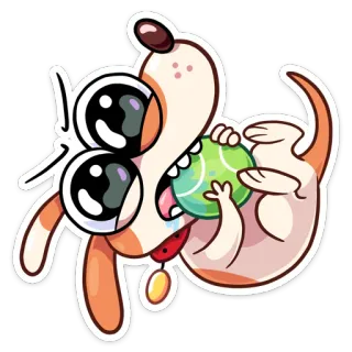 🎾 cane, palla da tennis, cartone animato, animale, adesivo, giocoso, carino, divertente telegram sticker