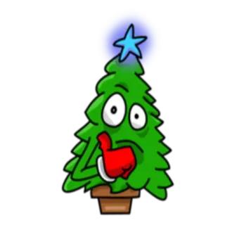 ❔ Árbol de Navidad, Dibujos animados, Fiesta, Navidad, Estrella, Árbol, Lindo telegram sticker