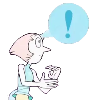❗ Pearl Steven Universe kreskówka, postać, Pearl, Steven Universe, wykrzyknik, myślenie telegram sticker
