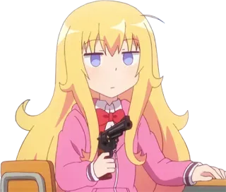 🔫 อนิเมะ, ปืน, ผมบลอนด์, การ์ตูน, ตัวละคร, อาวุธ telegram sticker