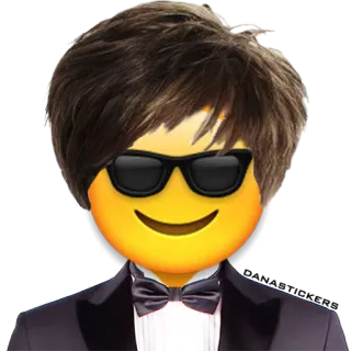 😎 эмодзи, солнцезащитные очки, смокинг, мужчина, вечеринка, праздник telegram sticker