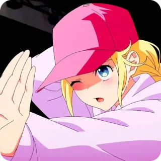🙂 Anime, Fille, Rose, Chapeau, Personnage, Dessin animé, Clin d'oeil, Mignon whatsapp sticker