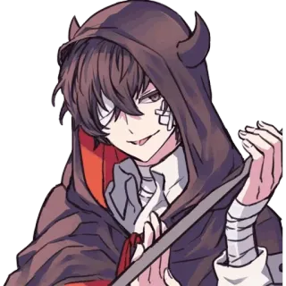 😈 Anime, Demônio, Com capuz, Personagem, Adesivo, Mangá, Arte digital telegram sticker