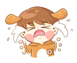 😭 huilen, cartoon, verdrietig, traan, jongen, boos telegram sticker