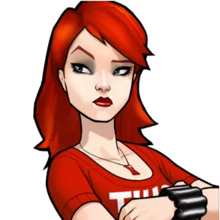 😒 THIS cartoon, woman, red hair, smug telegram sticker
