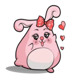 😍 lindo, kawaii, sticker, conejo, rosa, corazones, dibujos animados telegram sticker