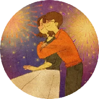 😛 couple, amour, câlin, feux d'artifice, fête, romance, affection whatsapp sticker
