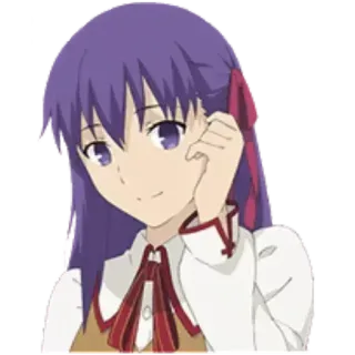 🙂 Sakura Matou Fate/stay night anime, sakura matou, fate/stay night, purple hair, girl, character whatsapp sticker