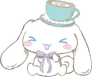 🥰 Cinnamoroll Cinnamoroll, Sanrio, cute, kawaii, dog, cup, coffee telegram sticker