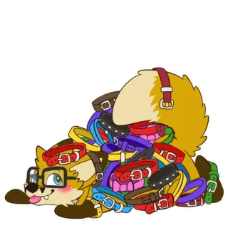 ☺️ fox, animal, collar, cute, glasses, tongue telegram sticker